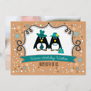 Cartas de fotos de navidad de la pareja de Pingüin