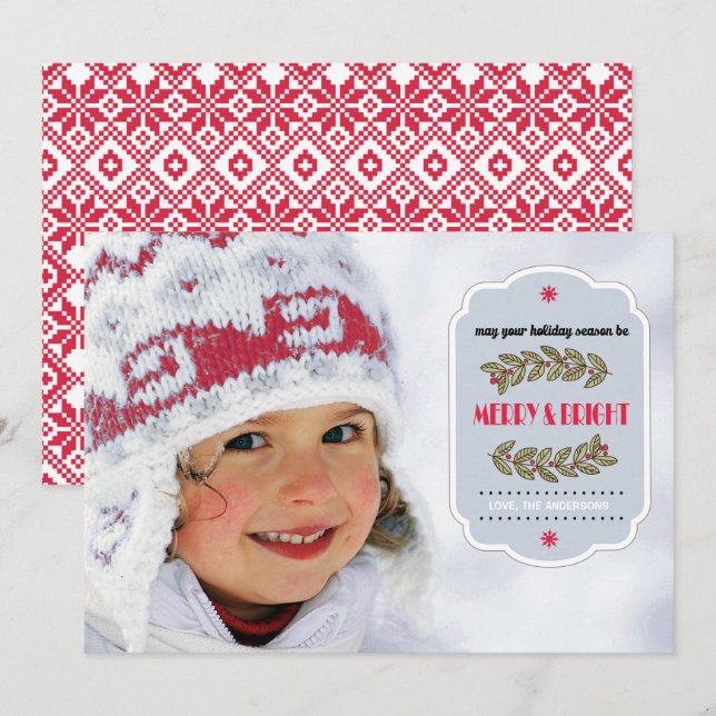 Cartas de fotos de Navidad del patrón nórdico de c (Anverso / Reverso)