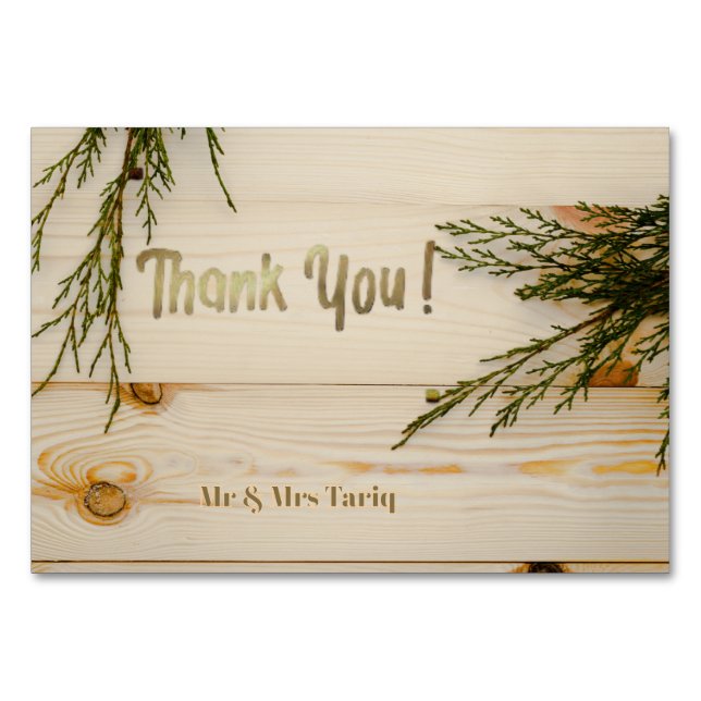 Cartas de gracias del Boda de textura de madera fl (Anverso)