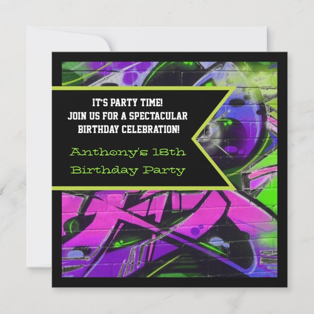 Cartas de graffiti Invitación al cumpleaños (Anverso)