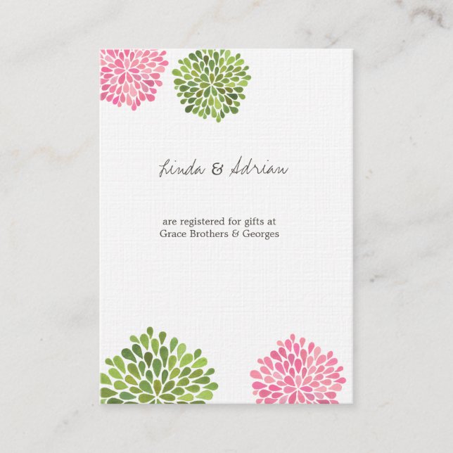 Cartas de inscripción Direcciones Registro Tarjeta (Anverso)