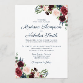 Cartas de invitación a la boda floral de la Marina