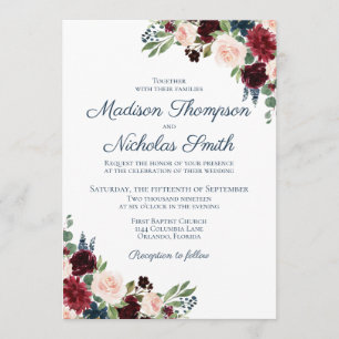 Cartas de invitación a la boda floral de la Marina