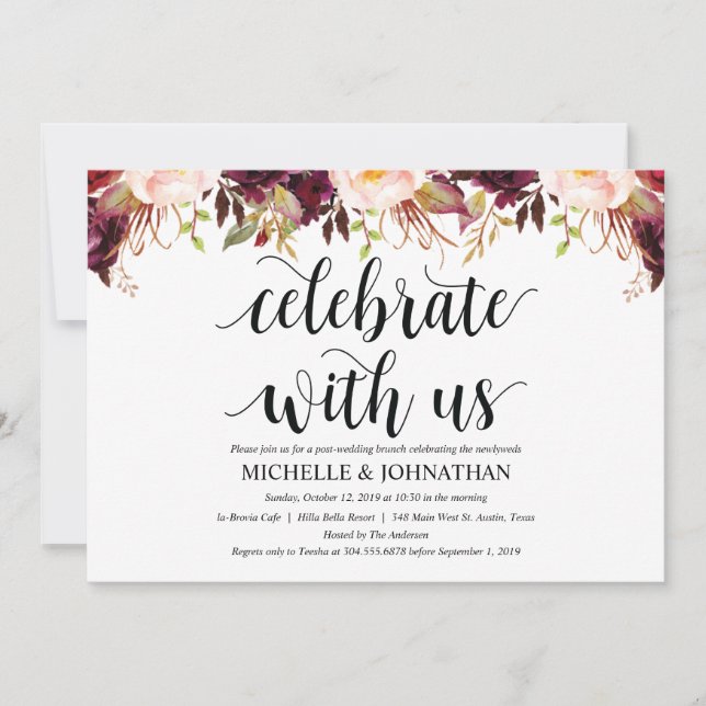 Cartas de invitación a la boda rusa por borgoña (Anverso)