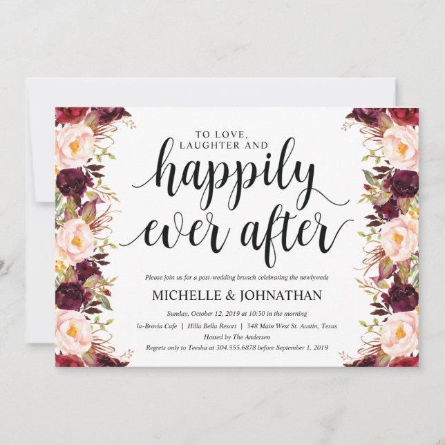 Cartas de invitación a la boda rusa por borgoña (Anverso)