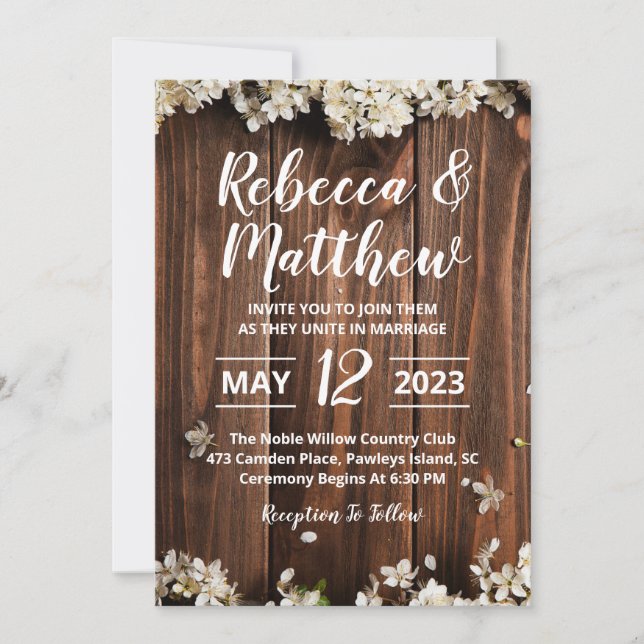 Cartas de invitación a la boda rústica de personal (Anverso)
