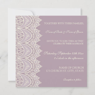 Cartas de invitación de bodas de patrón de encaje 
