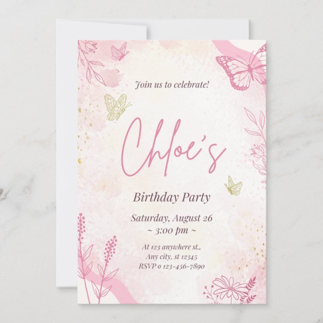 Cartas de invitación para la fiesta de cumpleaños  (Anverso)