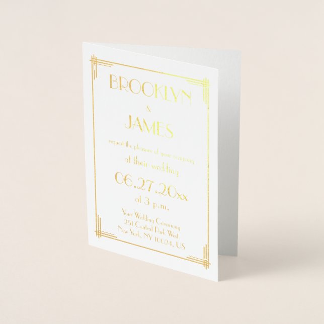 Cartas de invitaciones a bodas de Relieve metaliza (Anverso)