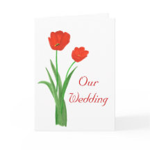 Cartas de invitaciones a la boda roja, tulipanes