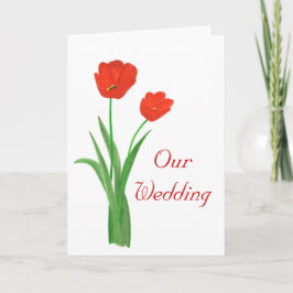 Cartas de invitaciones a la boda roja, tulipanes