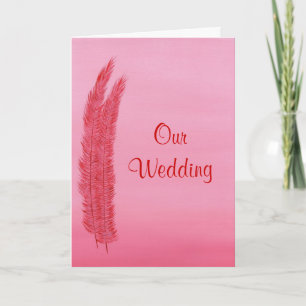 Cartas de invitaciones de bodas de plumas rojas