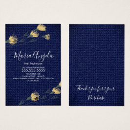 Cartas de joyas azules amarillas de Denim y Flores