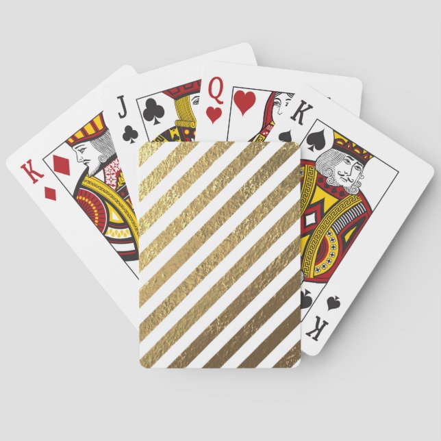 Cartas de juego a rayas elegantes brillantes blanc (Reverso)