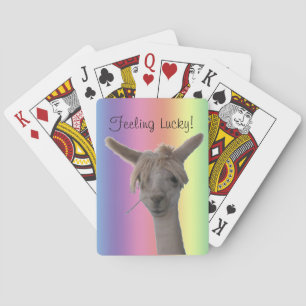 Cartas de juego - Alpaca sobre fondo arcoiris