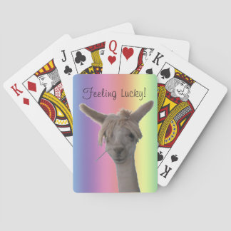 Cartas de juego - Alpaca sobre fondo arcoiris