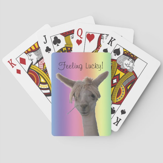 Cartas de juego - Alpaca sobre fondo arcoiris (Reverso)