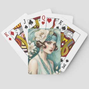 Cartas de juego Art Déco de los felices años veint