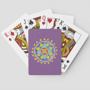 Cartas de juego azul amarillo Mandala