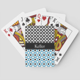 Cartas de juego azules y negras con monograma