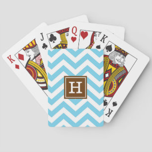 Cartas de juego Chevron Azul Monograma