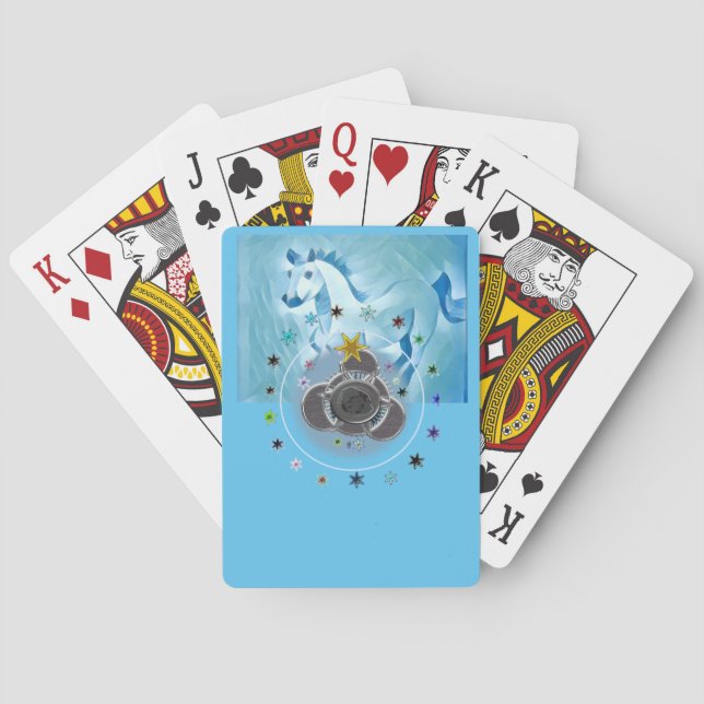 Cartas de juego clásicas Caballo azul (Reverso)