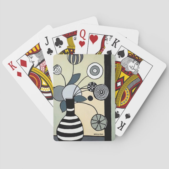 Cartas de juego clásicas con "caja rayada" de arte (Reverso)