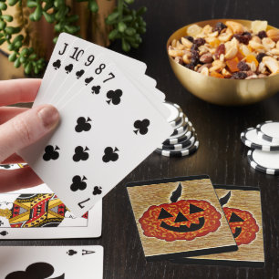 Cartas de juego clásicas con cara de calabaza