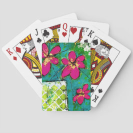 Cartas de juego clásicas con flores rosadas Art Th