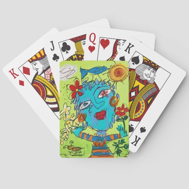 Cartas de juego clásicas con "niño flor" de arte (Reverso)