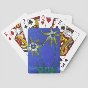 Cartas de juego clásicas con textura de flores