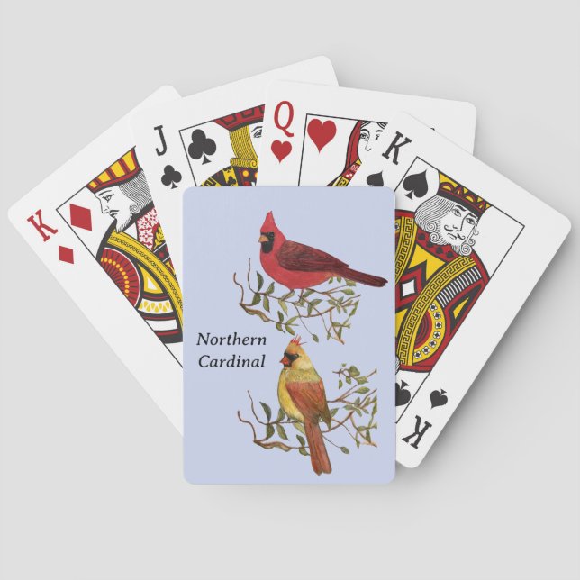 Cartas de juego clásicas de la pareja del cardenal (Reverso)