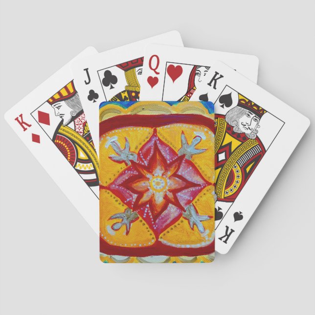 Cartas de juego clásicas de Mandala roja (Reverso)