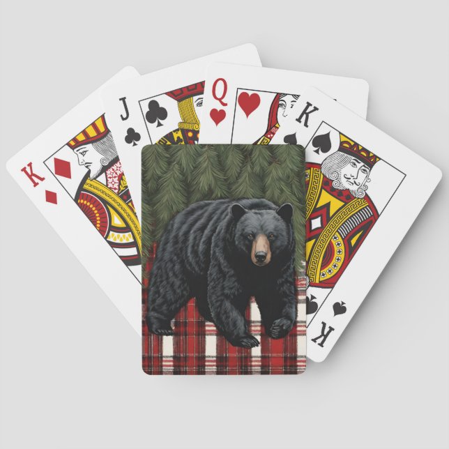 Cartas de juego clásicas de silueta de oso negro (Reverso)