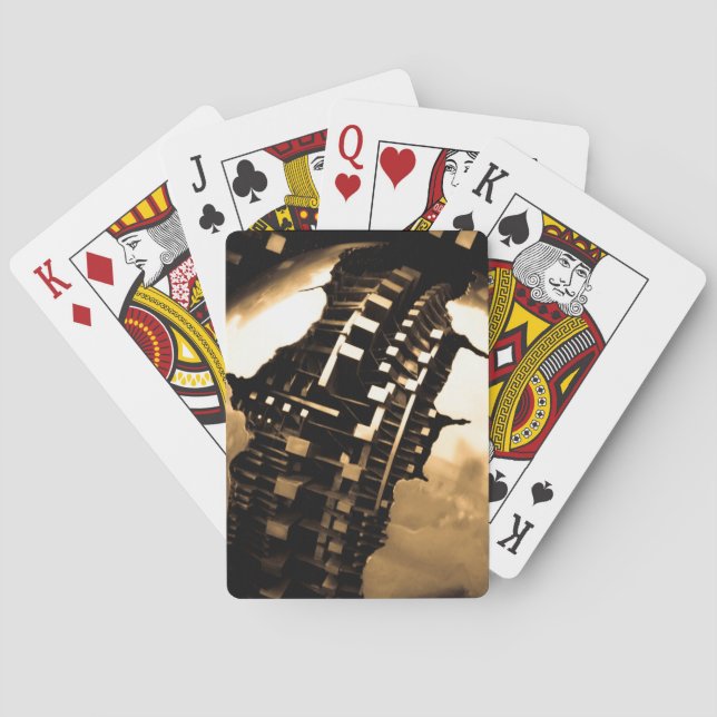 Cartas de juego clásicas de Steampunk Gold Rosa (Reverso)