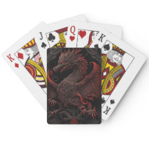 Cartas de juego clásicas del Dragón Rojo y Negro