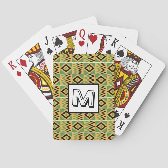 Cartas de juego clásicas del Monograma Kente afric (Reverso)