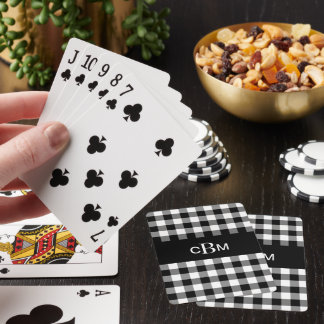 Cartas de juego clásicas monogramadas en blanco y