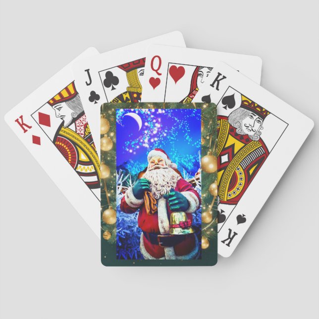 Cartas de juego clásicas Navidades rojos Santa Cla (Reverso)