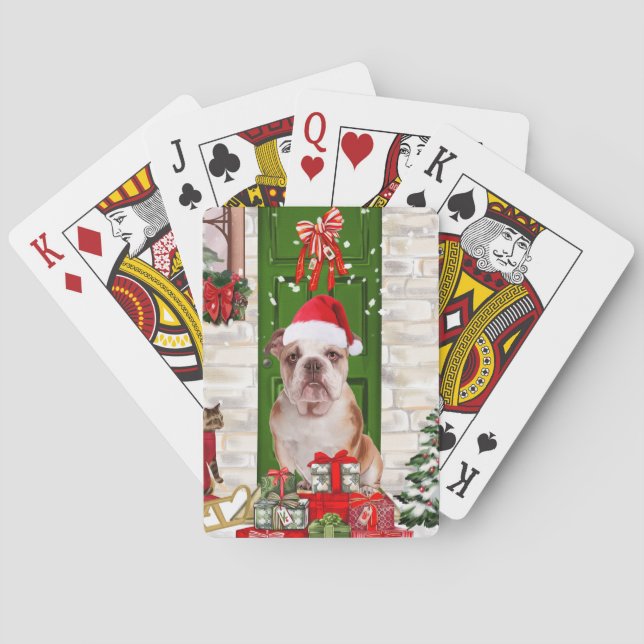Cartas de juego clásicas para Navidades de Bulldog (Reverso)