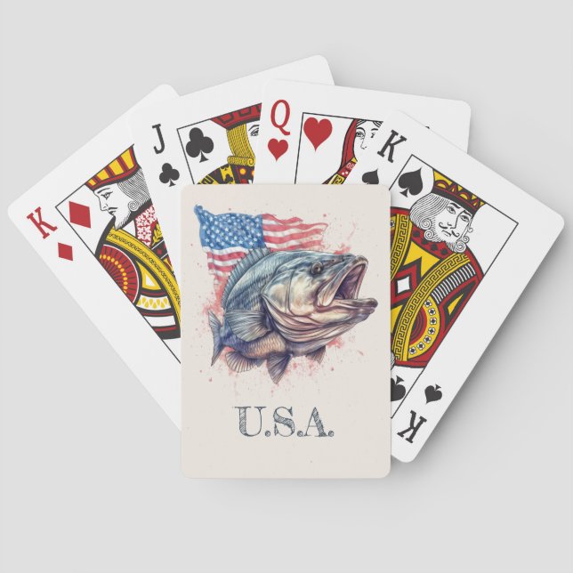 Cartas de juego clásicas para pescadores patriótic (Reverso)