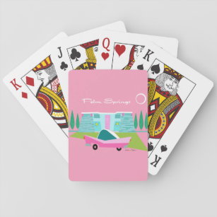 Cartas de juego clásicas Retro Pink Palm Springs
