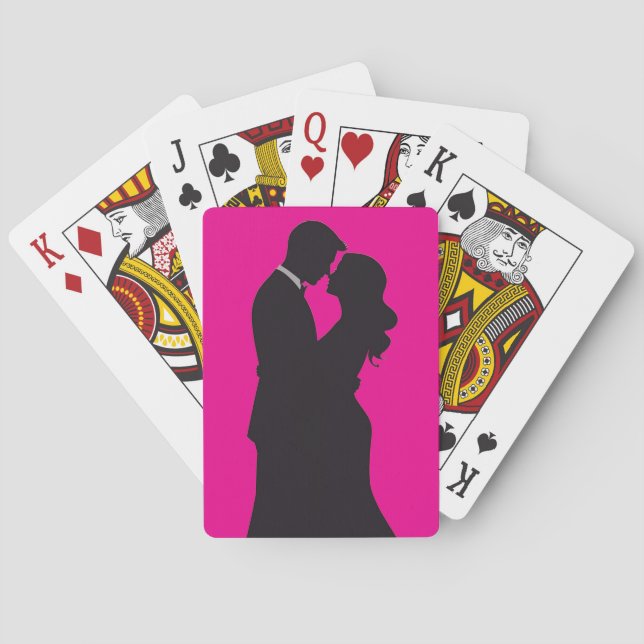 Cartas de juego clásicas rosadas + negras para el  (Reverso)