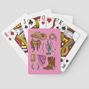 Cartas de Juego Collage de Vaquera (Rosa)