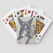 Cartas de Juego con Acuarela de Perro Perceptivo
