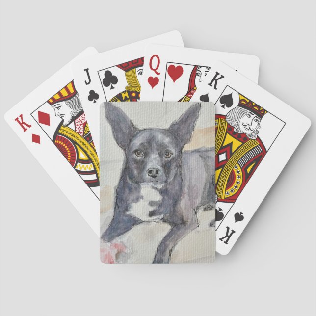 Cartas de Juego con Acuarela de Perro Perceptivo (Reverso)