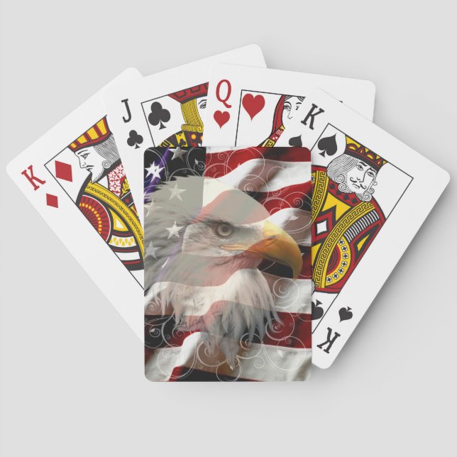 Cartas de juego con bandera de águila estadouniden (Reverso)