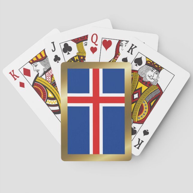 Cartas de juego con bandera de Islandia (Reverso)