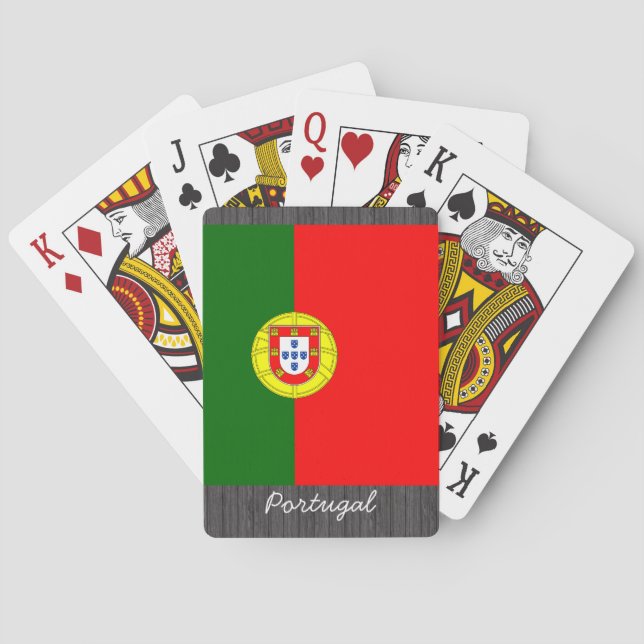 Cartas de juego con bandera de Portugal (Reverso)