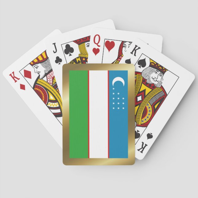 Cartas de juego con bandera de Uzbekistán (Reverso)